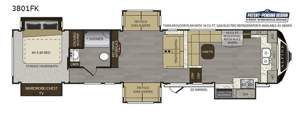 2019 Alpine 3801FK Floor Plan