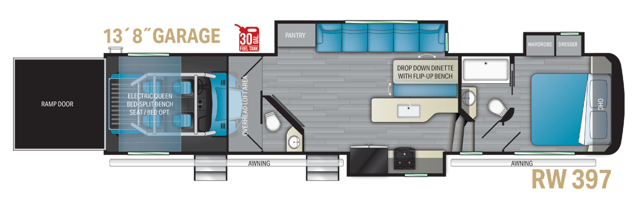 Heartland Road Warrior 397RW Toy Hauler Floor Plan