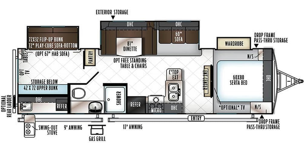 2018 Rockwood 2905WS Floor Plan
