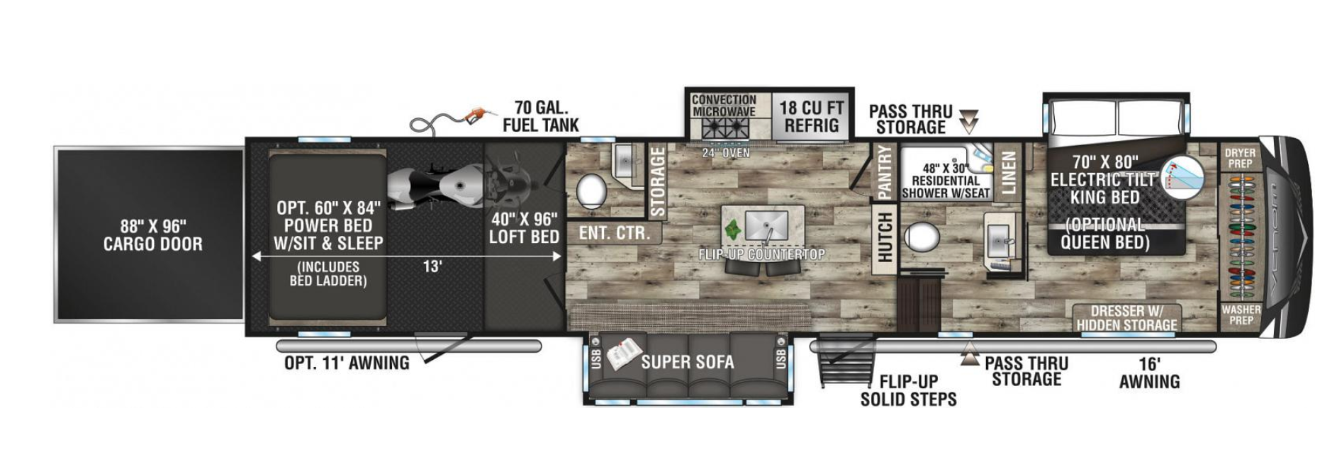 KZ Venom 4013TK Floor Plan Toy Hauler