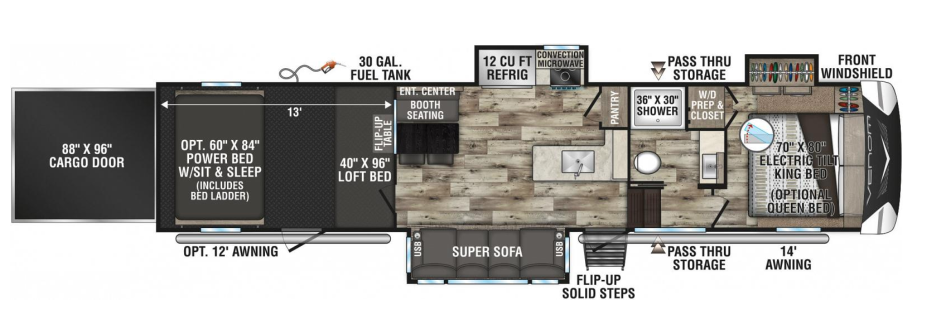KZ Venom V Series 3413TK Floor Plan Toy Hauler